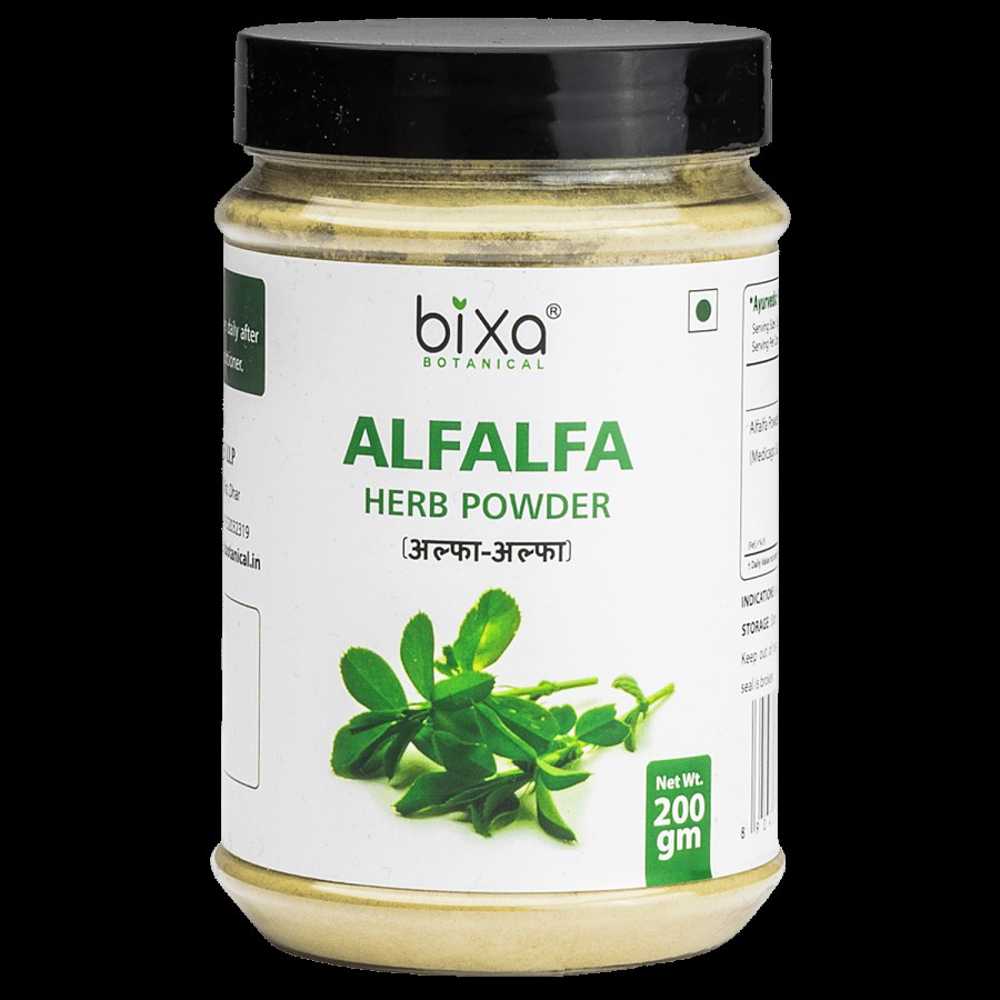 Bixa Botanical Alfalfa Herb Powder - Saponins Present Helps To Reduce Cholesterol & Lipids In Blood Circulation