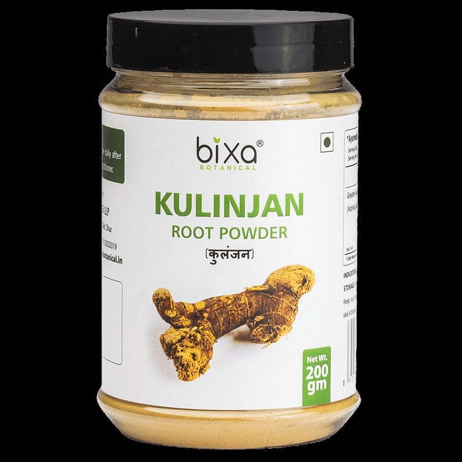 Bixa Botanical Kulinjan Root Powder - Supports Healthy Stomach & Respiratory Functions