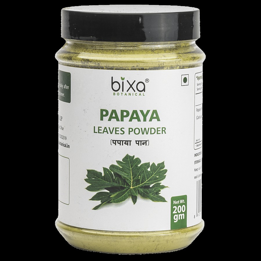 Bixa Botanical Papaya Leaves Powder - Helpful As An Immunity Booster & Supports Blood Platelets Health