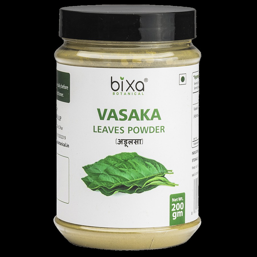 Bixa Botanical Vasaka Leaves Powder - Supports Healthy Respiratory Function & As Bronchodialator