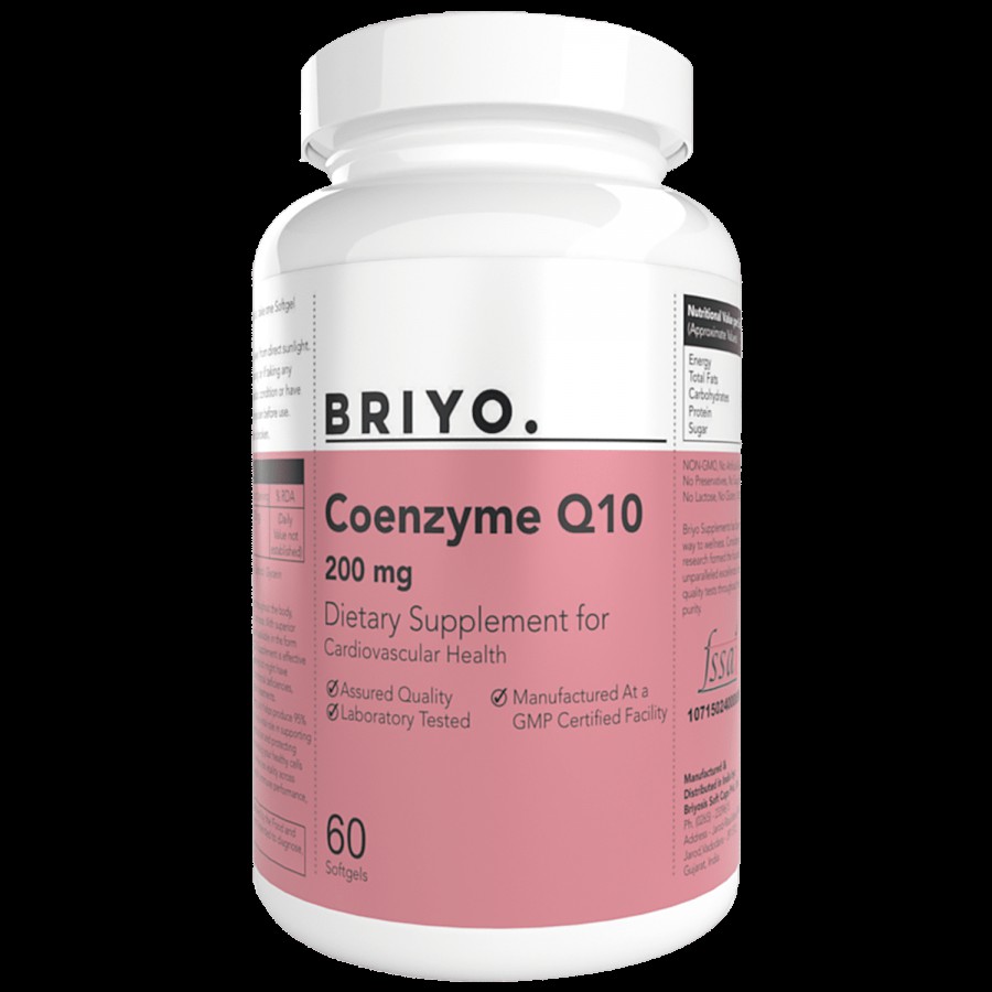 Briyo Coenzyme Q10 200 mg Softgel - For Heart Health & Cellular Energy Production