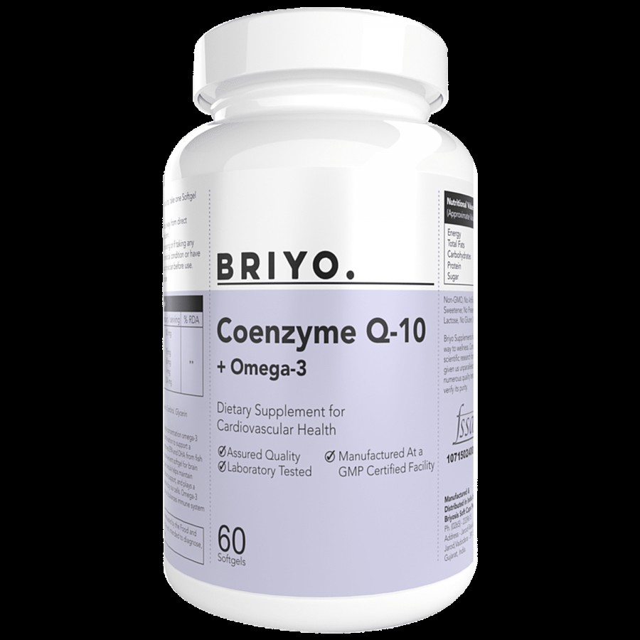 Briyo Coenzyme Q10 + Omega 3 Softgel Capsules - Dietary Supplement