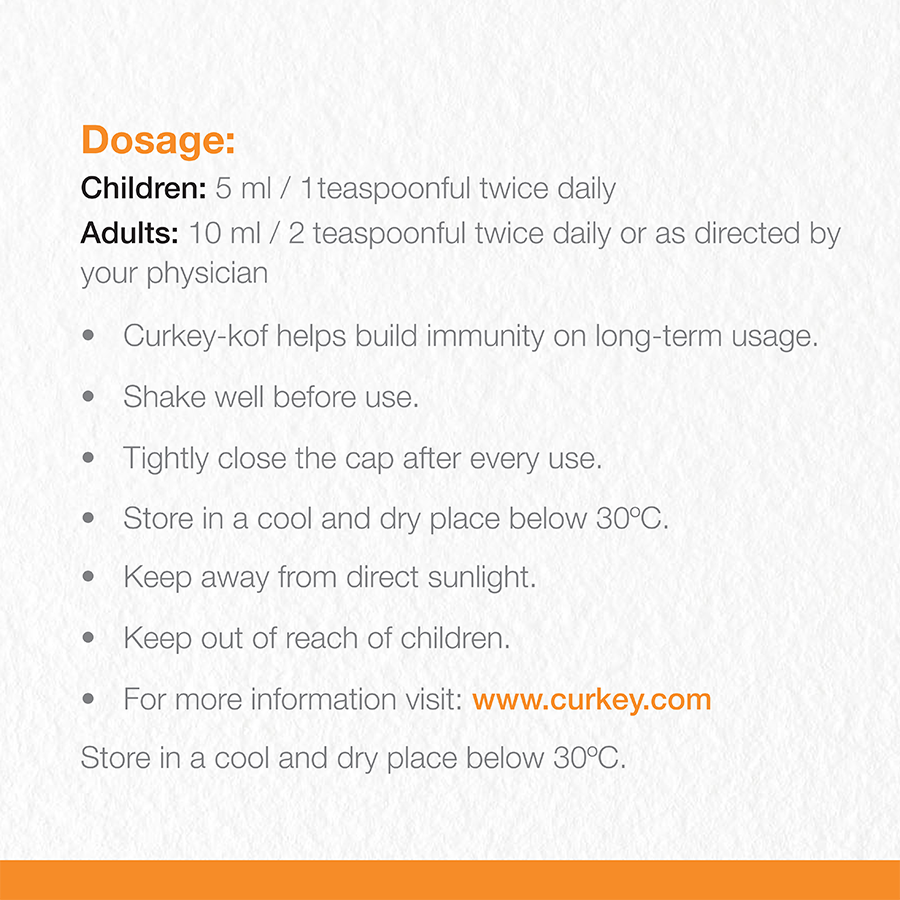 Curkey Kof Cough Syrup For Dry & Wet Cough With Turmeric - Non-Drowsy