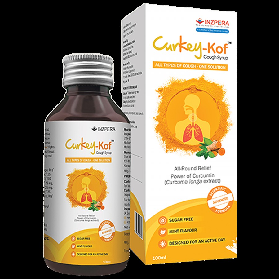 Curkey Kof Cough Syrup For Dry & Wet Cough With Turmeric - Non-Drowsy