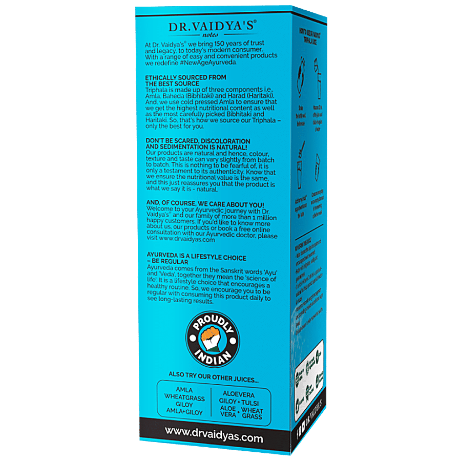 Dr. Vaidyas Triphala Juice With Amla Harad Baheda - Supports Digestion