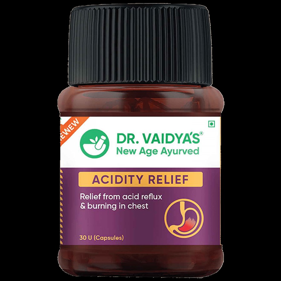 Dr. Vaidyas Acidity Relief Capsule - Reduces Heat & Chest Burn