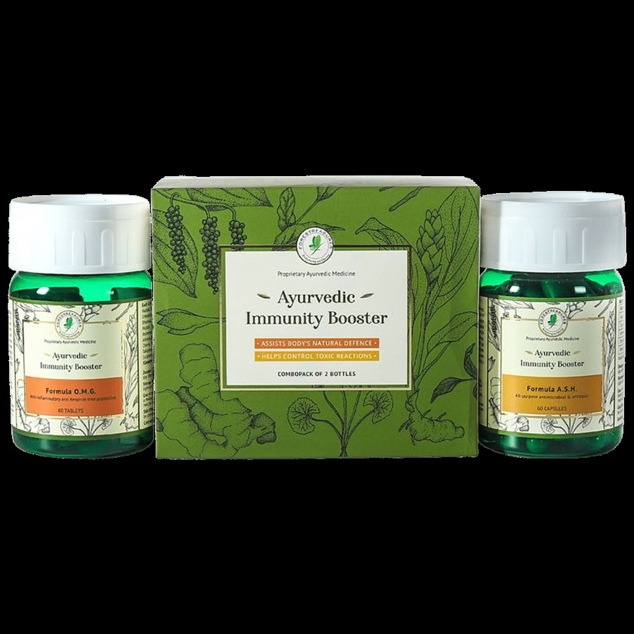 Forestreasures Ayurvedic Immunity Booster Combo Pack - Formula A.S.H Capsules + Formula O.M.G Tablets