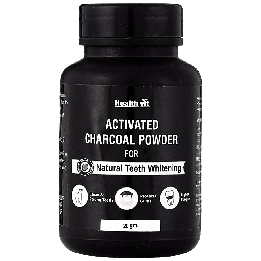 Healthvit Activated Charcoal Powder - For Instant Natural Teeth Whitening