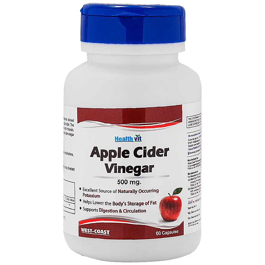 Healthvit Apple Cider Vinegar 500 mg Capsules - For Weight Loss & Detox