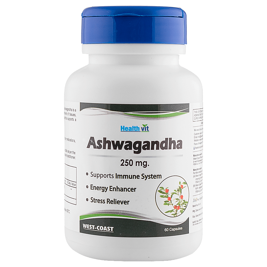 Healthvit Ashwagandha 250mg Capsules - Supports Immune System