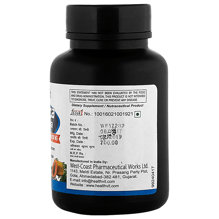 Healthvit Carica Papaya Leaf Extract 500 mg Tablets