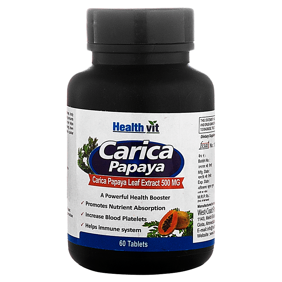 Healthvit Carica Papaya Leaf Extract 500 mg Tablets