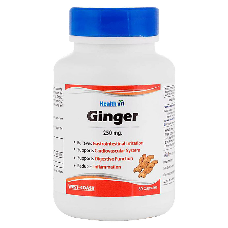 Healthvit Ginger 250 mg Capsules - Supports Cardiovascular System