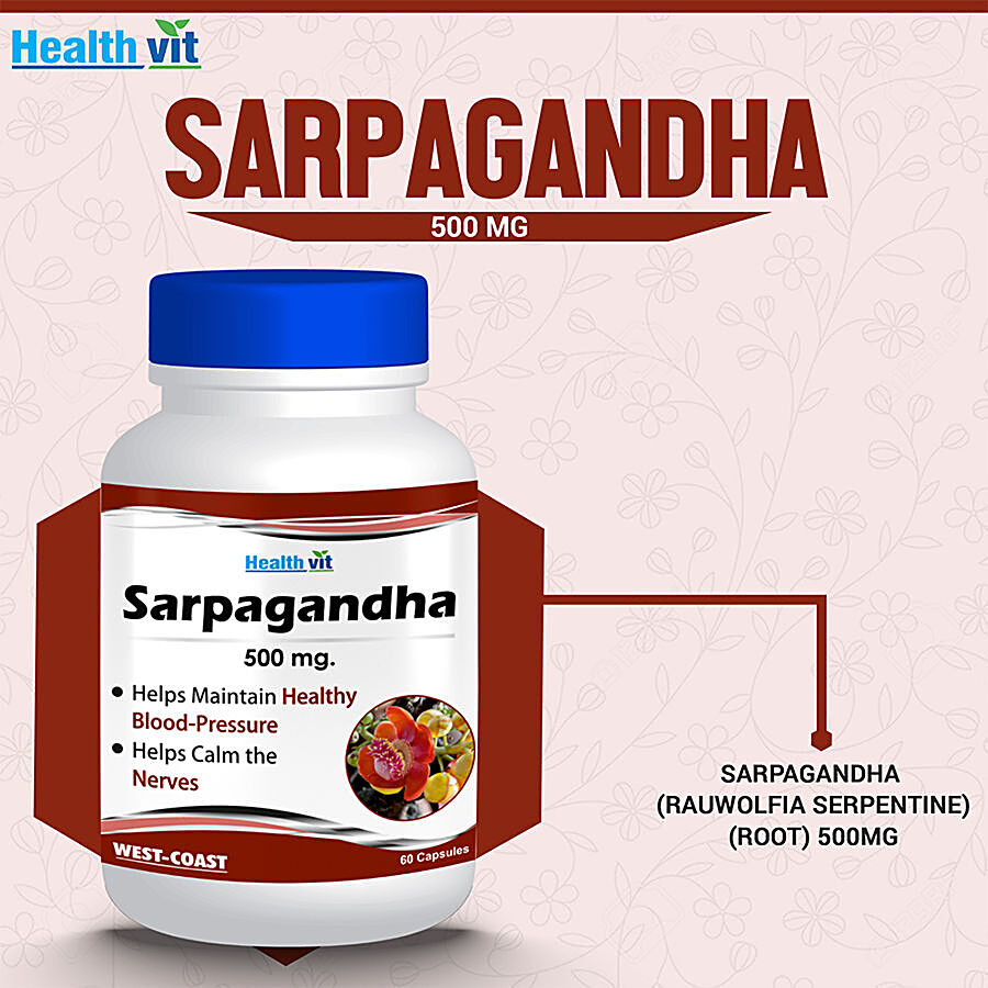 Healthvit Sarpagandha 500 mg Capsules - Maintain Healthy Blood Pressure