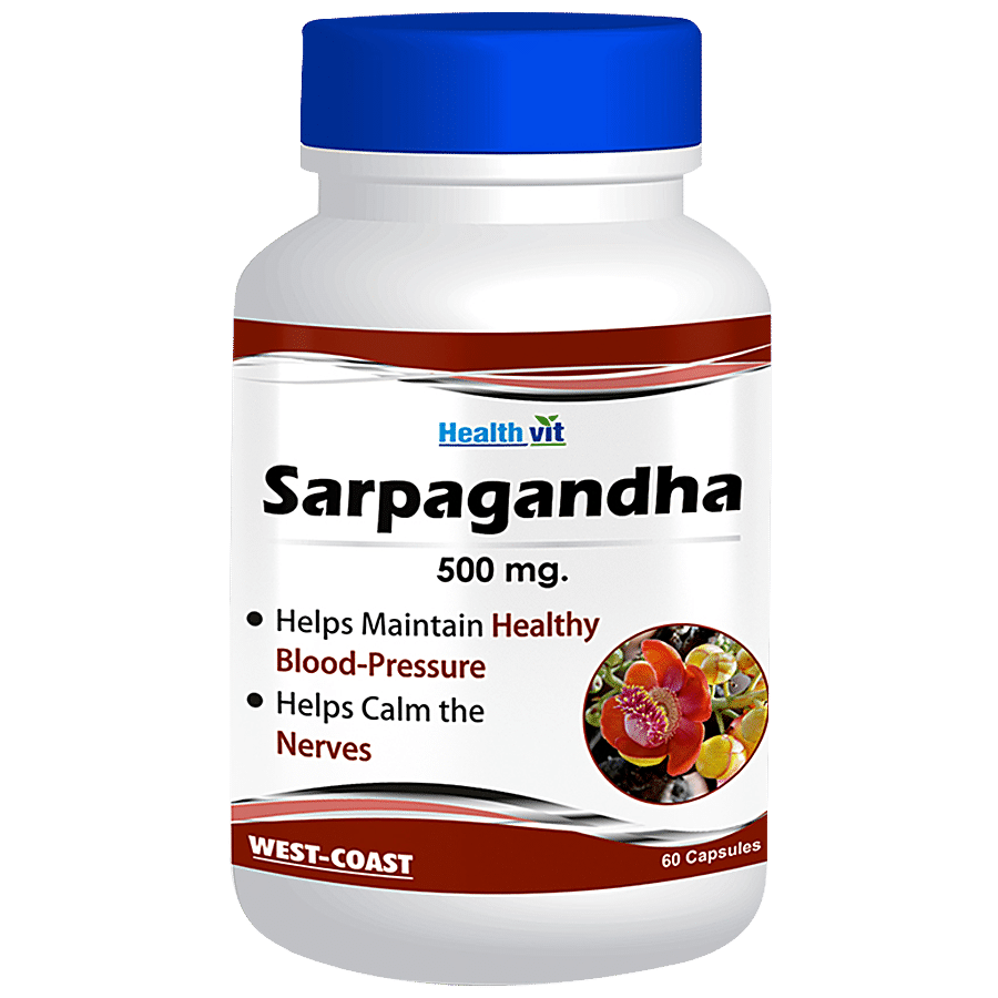 Healthvit Sarpagandha 500 mg Capsules - Maintain Healthy Blood Pressure