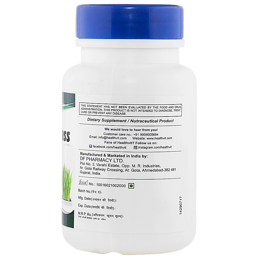 Healthvit Wheat Grass 500 mg Capsules - Boosts Immune System