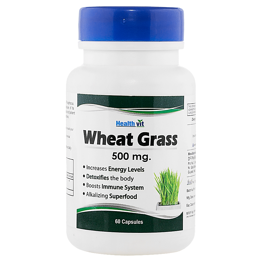 Healthvit Wheat Grass 500 mg Capsules - Boosts Immune System