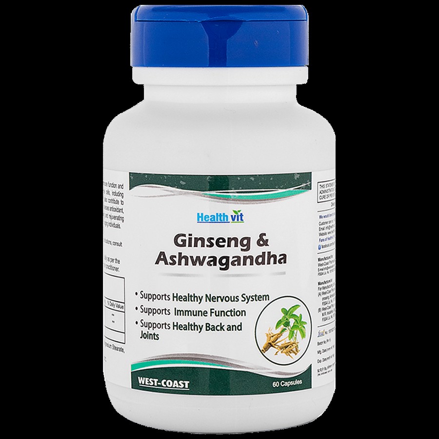 Healthvit Health Supplement - Ginseng & Ashwagandha Capsules