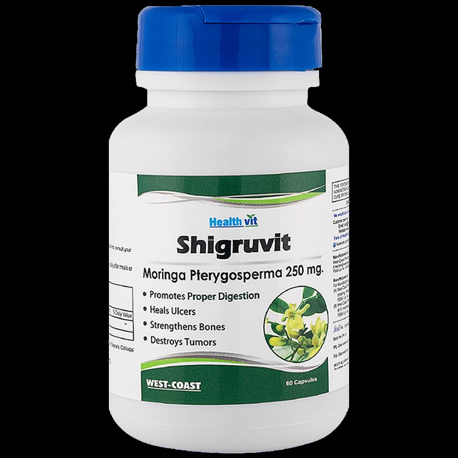 Healthvit Shigruvit Moringa Pteygosperma 250 mg Capsules - For Proper Digestion