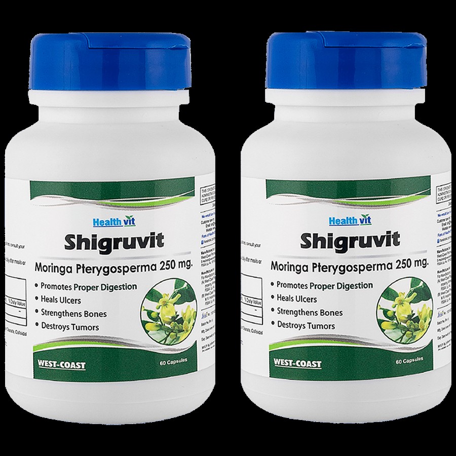 Healthvit Shigruvit Moringa Pteygosperma 250 mg Capsules - For Proper Digestion