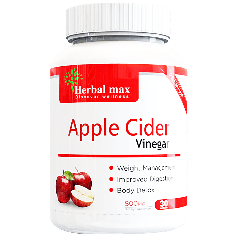 Herbal max Apple Cider Vinegar Capsules - For Body Detoxification & Supports Digestive Health