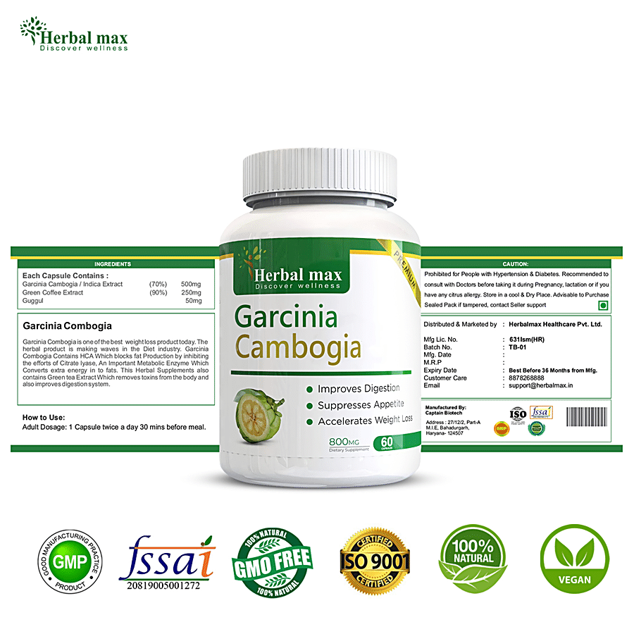 Herbal max Garcinia Cambogia Capsules - 70% HCA