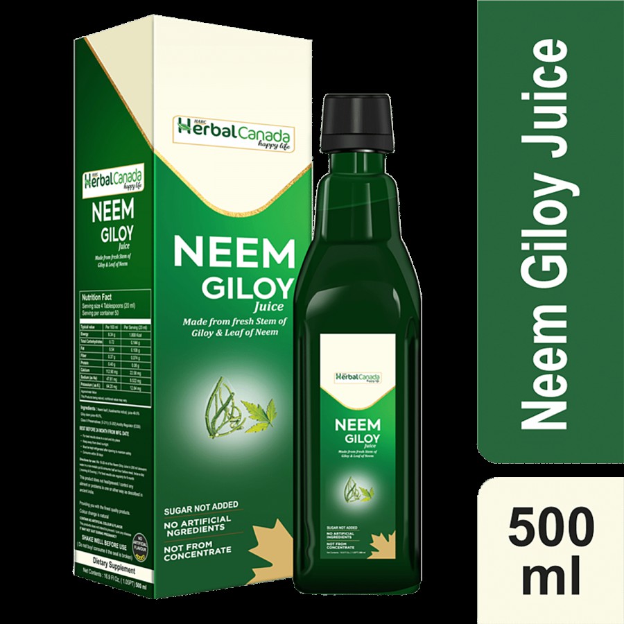 Herbal Canada Neem Giloy Juice - Rich In Vitamin C