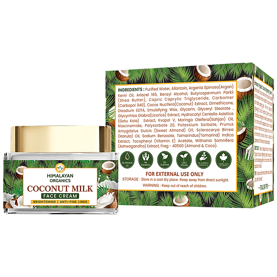 Himalayan Organics Coconut Milk Face Cream - For Brightening & Fine Lines