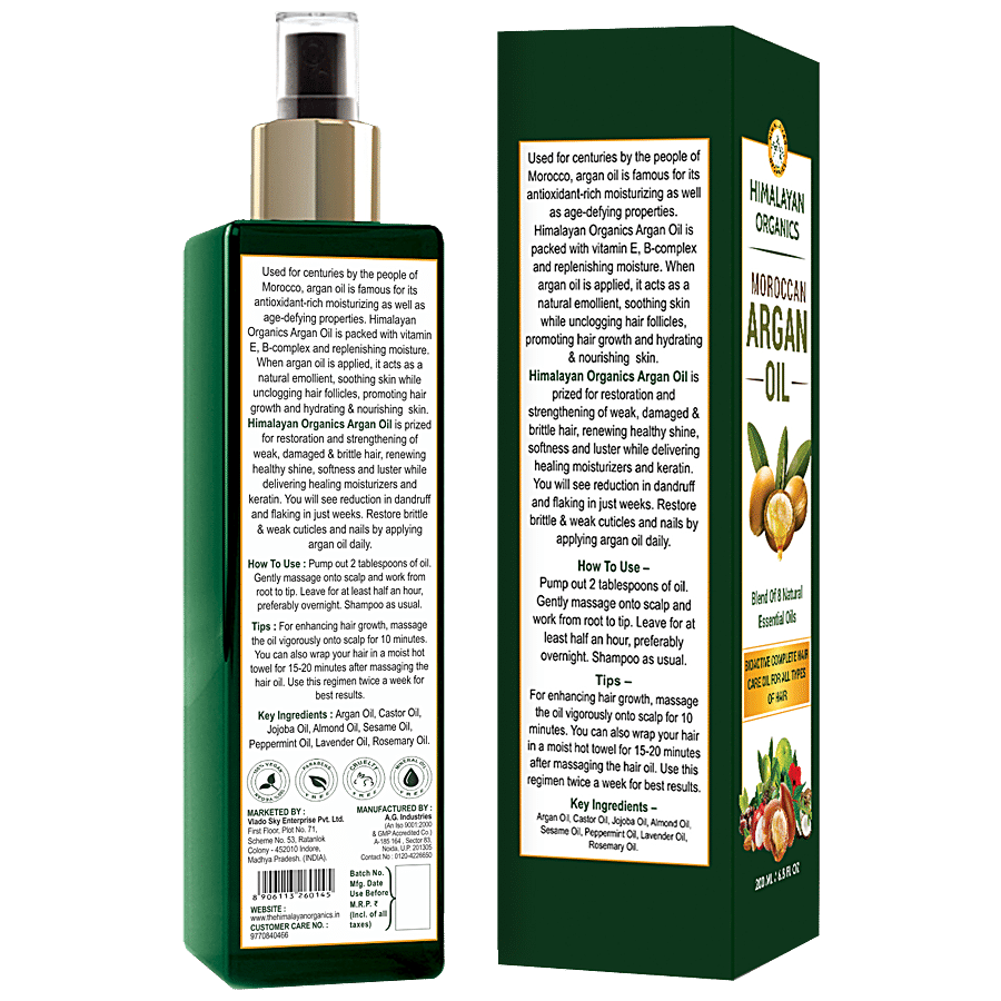 Himalayan Organics Moroccan Argan Oil For Hair Growth - No Parabens