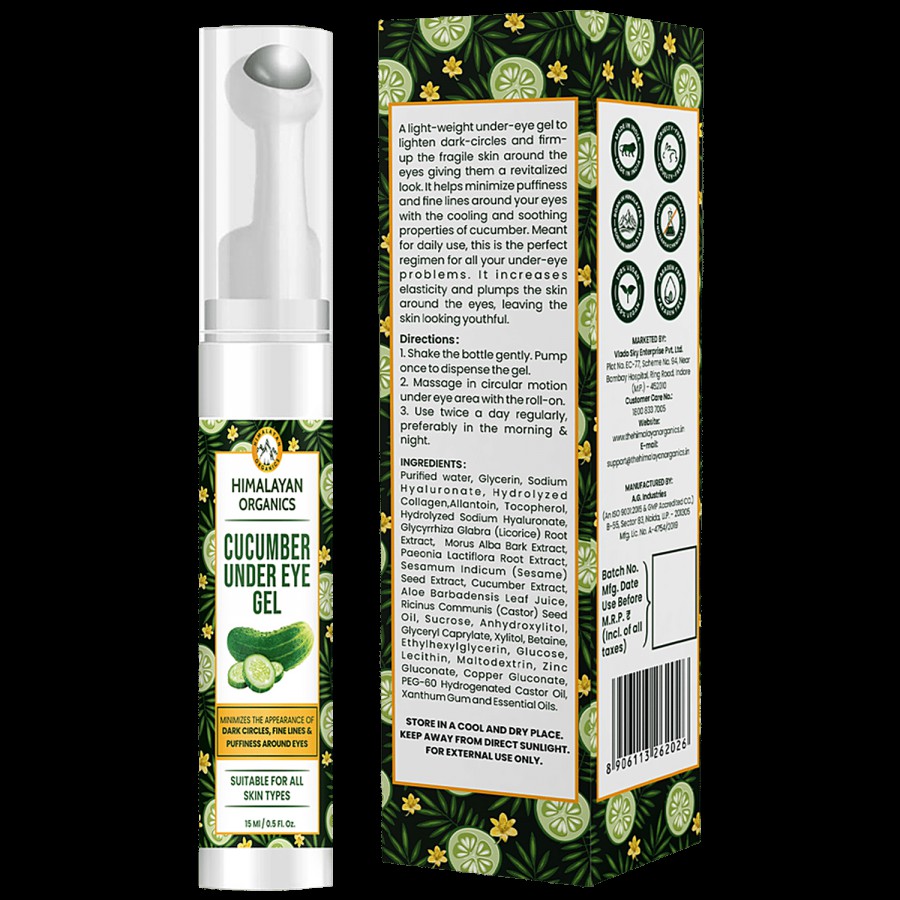 Himalayan Organics Cucumber Under Eye Gel - With Massage Roller