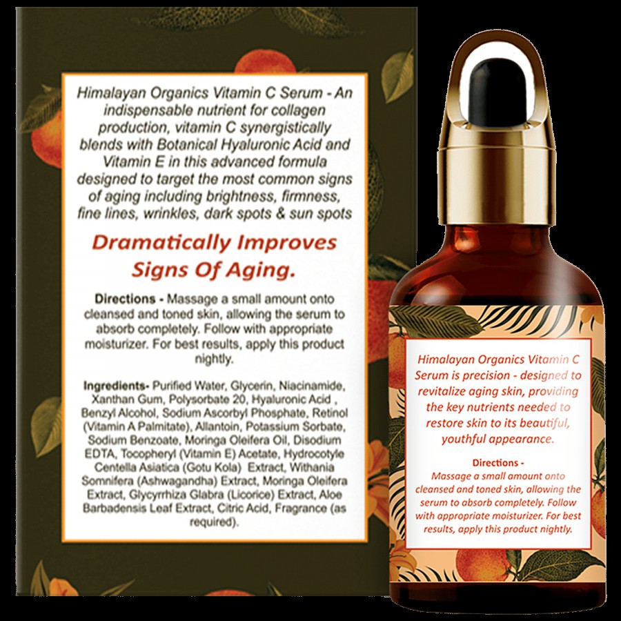 Himalayan Organics Vitamin C Facial Serum With Hyaluronic Acid - Increases Brightness