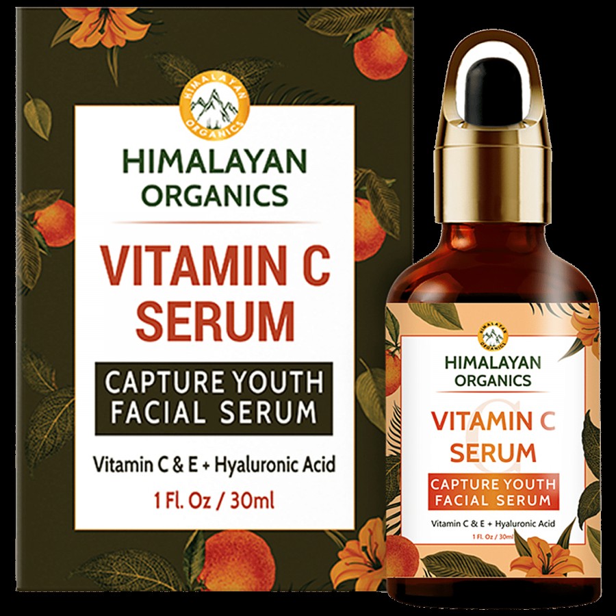 Himalayan Organics Vitamin C Facial Serum With Hyaluronic Acid - Increases Brightness