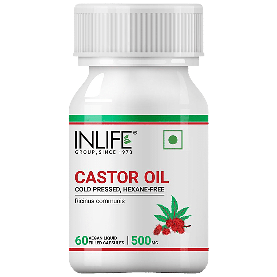 INLIFE Castor Oil 500 Mg Capsules - For Hair & Skin