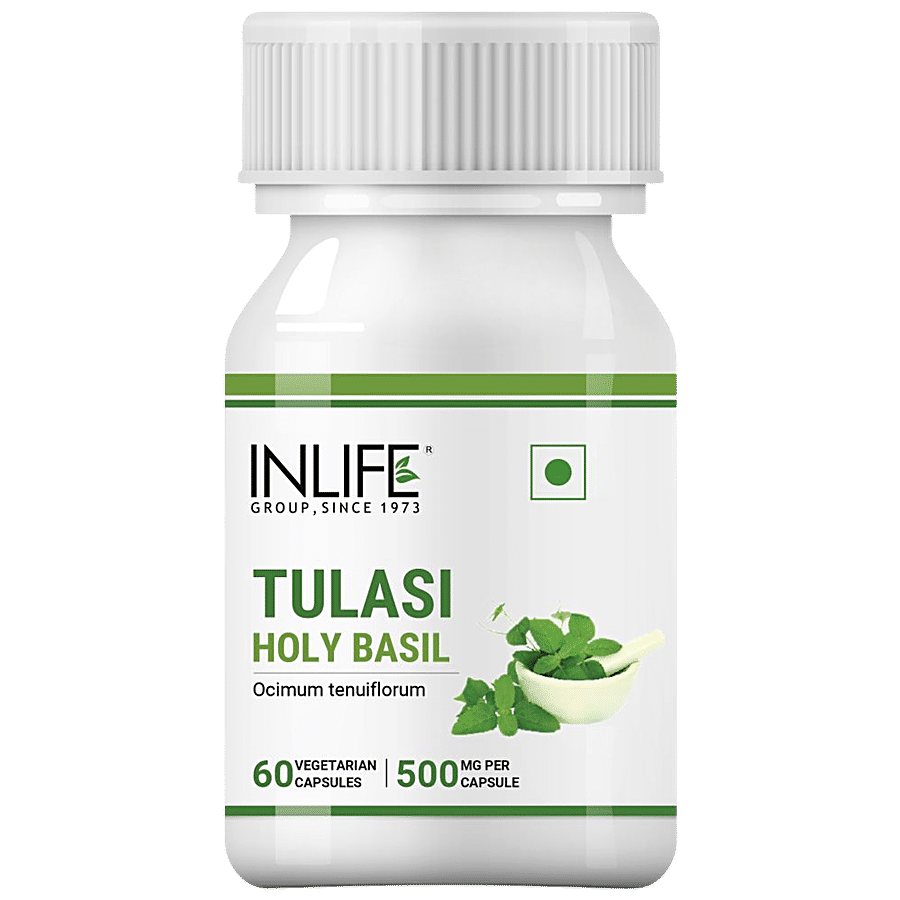 INLIFE Tulsi/Holy Basil 500 Mg Capsules - Natural Immunity Booster & Respiratory Wellness