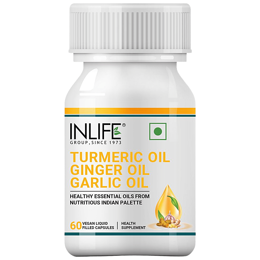 INLIFE Turmeric Oil Ginger Oil Garlic Oil Capsules - Immunity Boosters