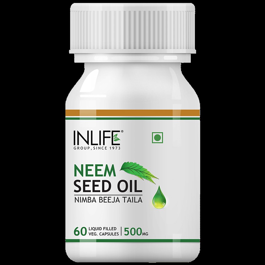 INLIFE Neem Seed Oil 500 Mg Capsules - For Healthcare & Wellness