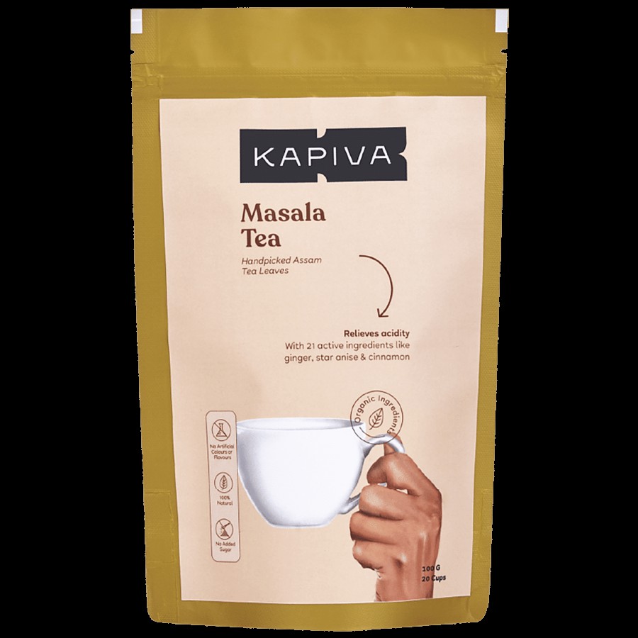 Kapiva Masala Tea - Handpicked Assam Tea Leaves With 21 Active Ingredients