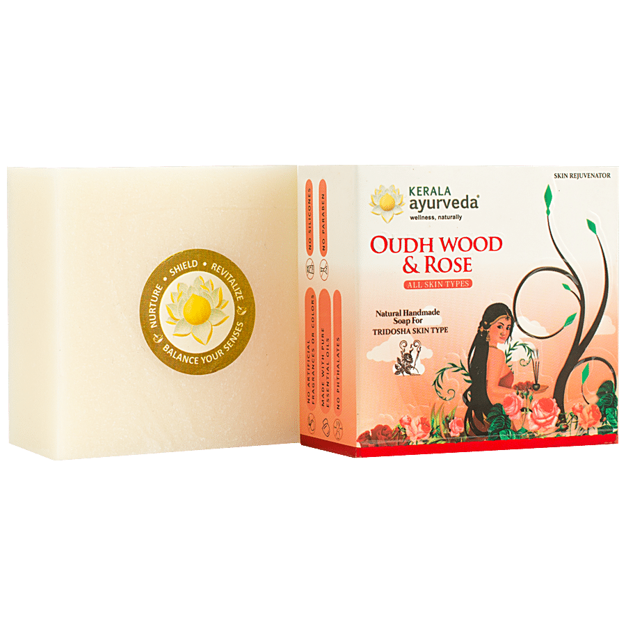 Kerala Ayurveda Natural Handmade Oudh Wood & Rose Soap