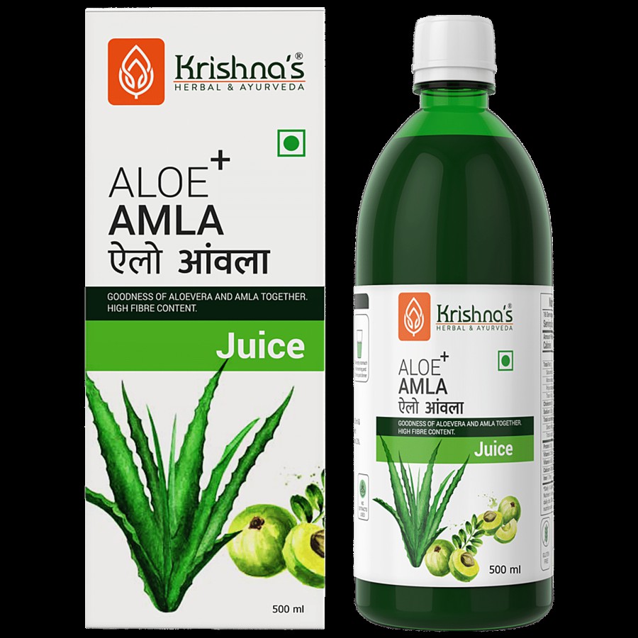 Krishnas Aloe Vera & Amla Juice - Helps In Blood Sugar & Hair Problems