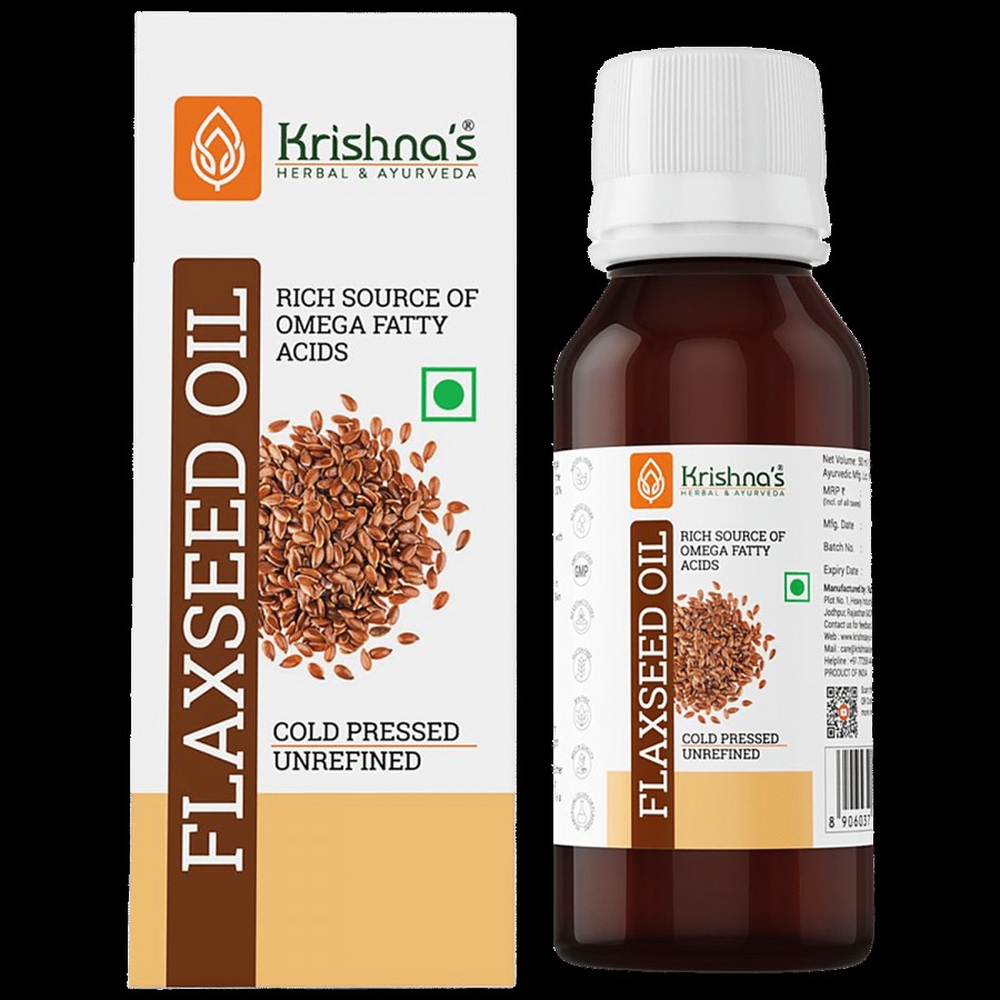 Krishnas Flax Seed Oil - 100% Pure & Organic