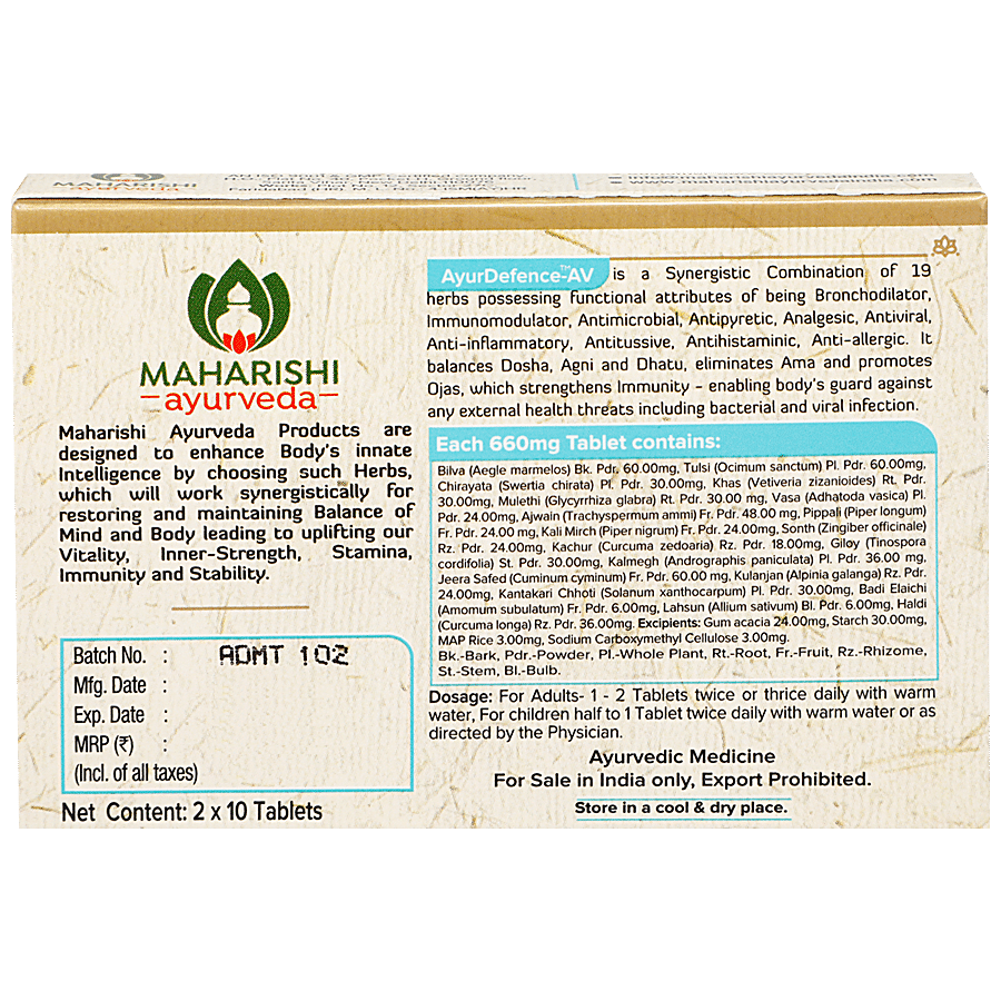 Maharishi Ayurveda  AyurDefence AV For Viral Infections & Seasonal Flu