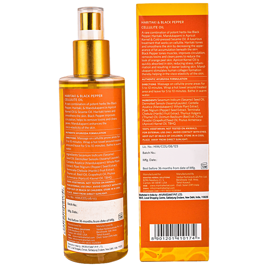 Mantra Herbal Haritaki & Black Pepper Cellulite Oil - Paraben Free