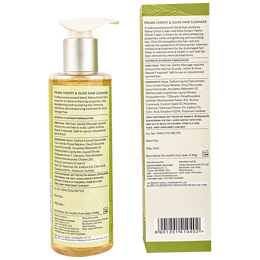 Mantra Herbal Palma Christi & Olive Hair Cleanser - For Dry & Damaged Hair