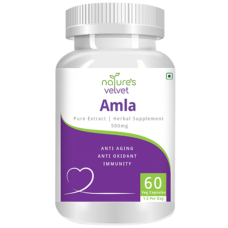 Natures Velvet Amla Extract 500mg Vegeterian Capsules - Natural Source Of Vitamin C