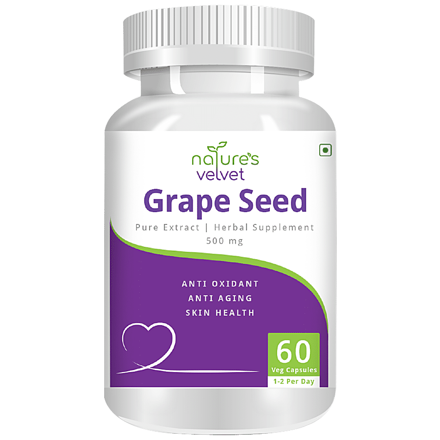 Natures Velvet Grape Seed Extract 500 mg Vegetarian Capsules - Skin Health