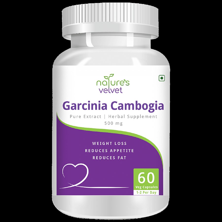 Natures Velvet Garcinia Cambogia Extract 500 mg Vegetarian Capsules - For Fat loss