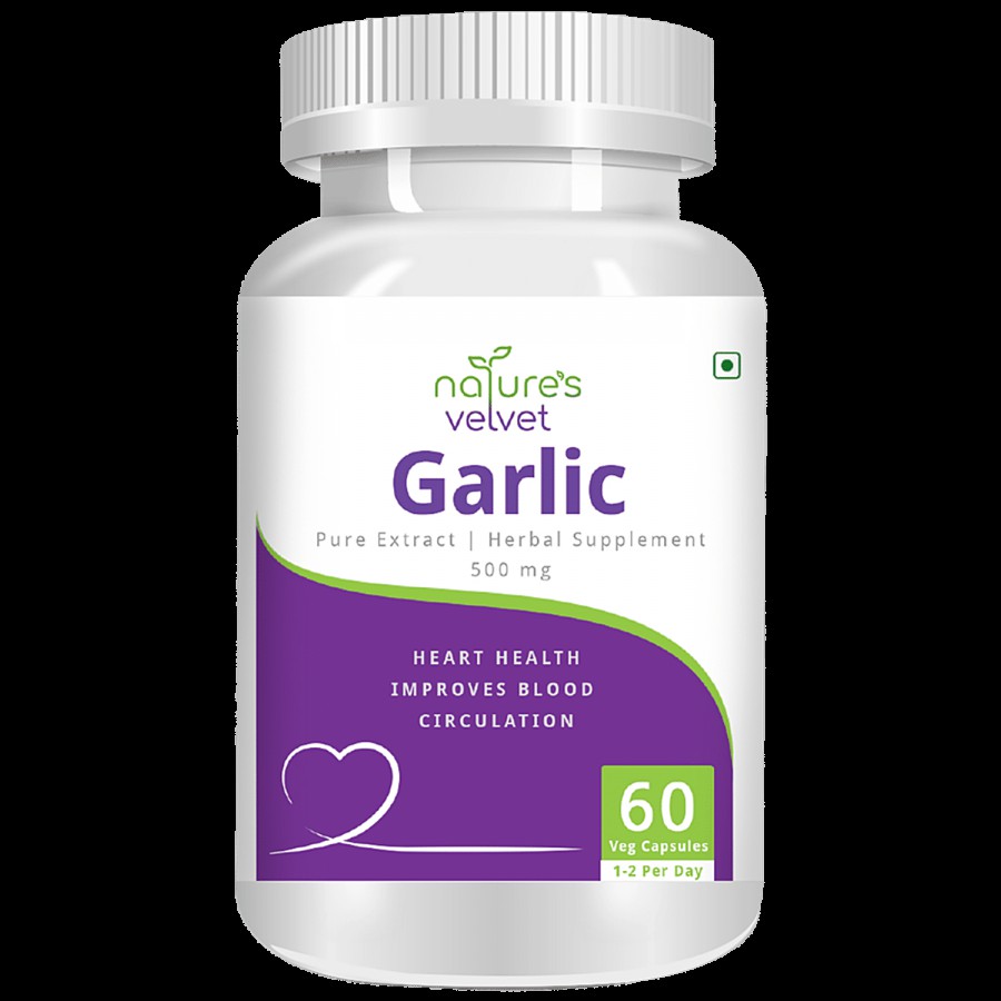 Natures Velvet Garlic Extract 500 mg Vegetarian Capsules - Regulate BP