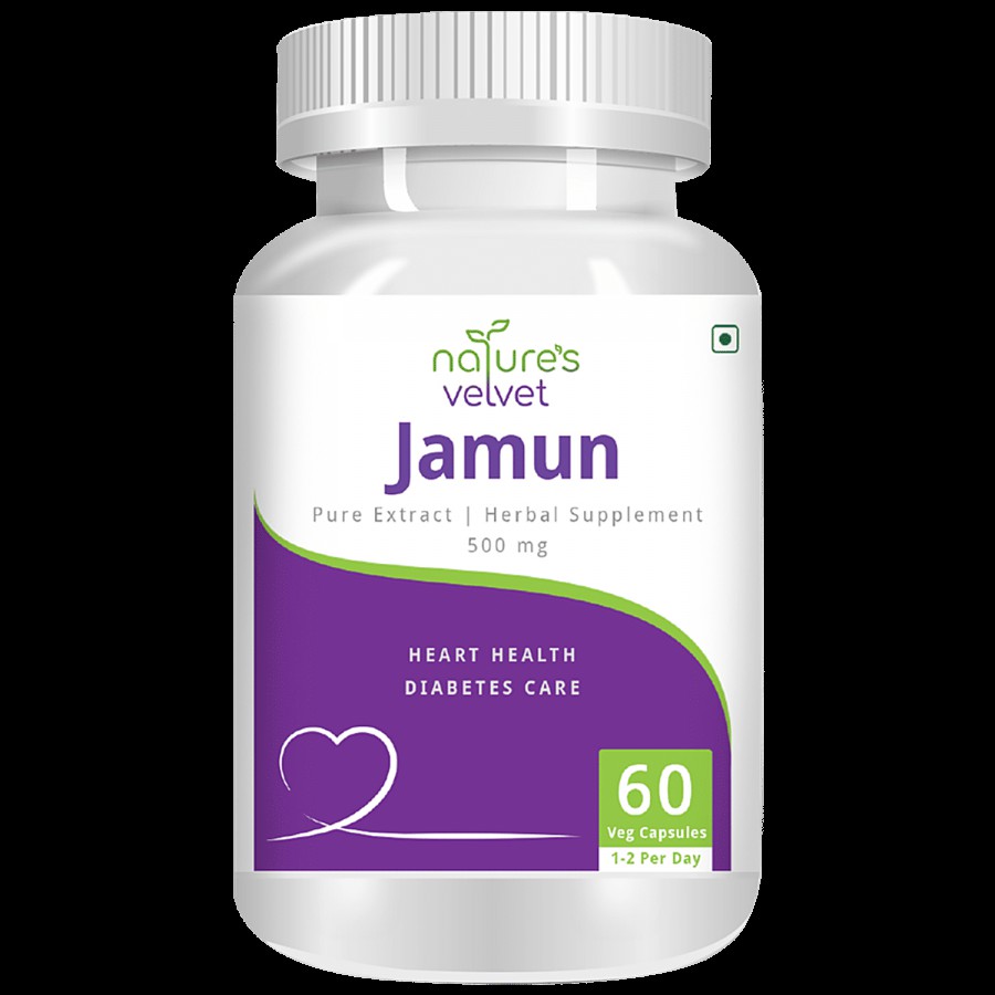 Natures Velvet Jamun Extract 500 mg Vegetarian Capsules - Heart Health