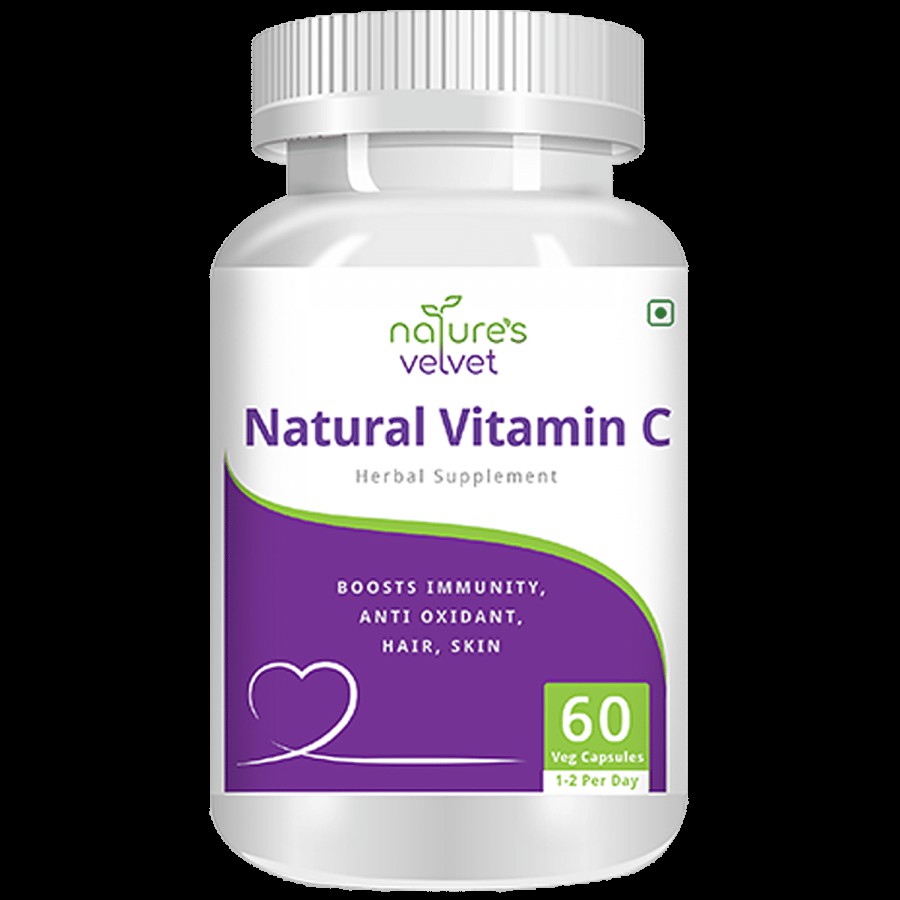 Natures Velvet Natural Vitamin C 500mg Vegetarian Capsules - Boosts Immunity