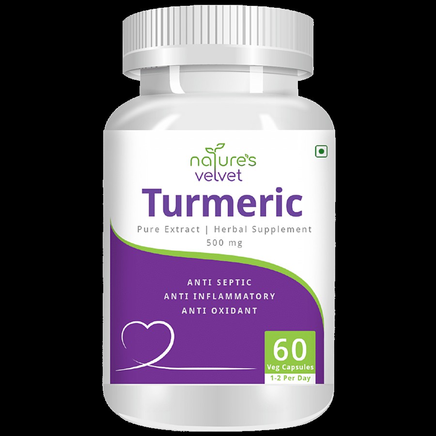 Natures Velvet Turmeric Extract 500mg Vegetarian Capsules - Anti-infective & Anti-inflammatory